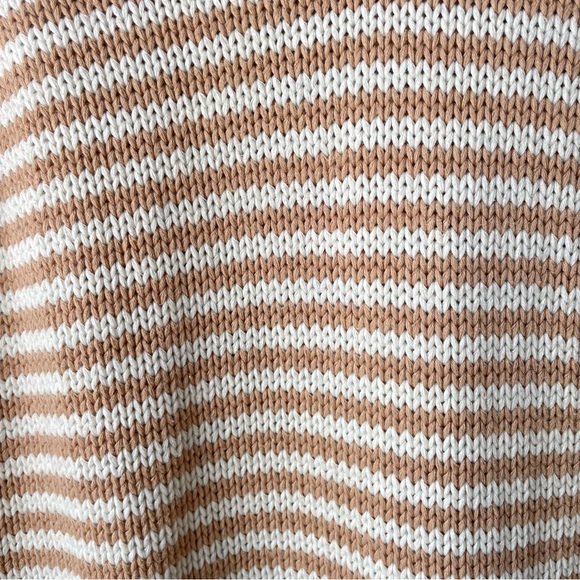 J. Crew V-Neck Sweater Tan and White Stripes Long Sleeved 100% Cotton XS - Picture 7 of 11